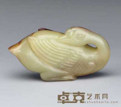 LATE MING DYNASTY， 16TH/17TH CENTURY A YELLOW AND RUSSET JADE CARVING OF A GOOSE 